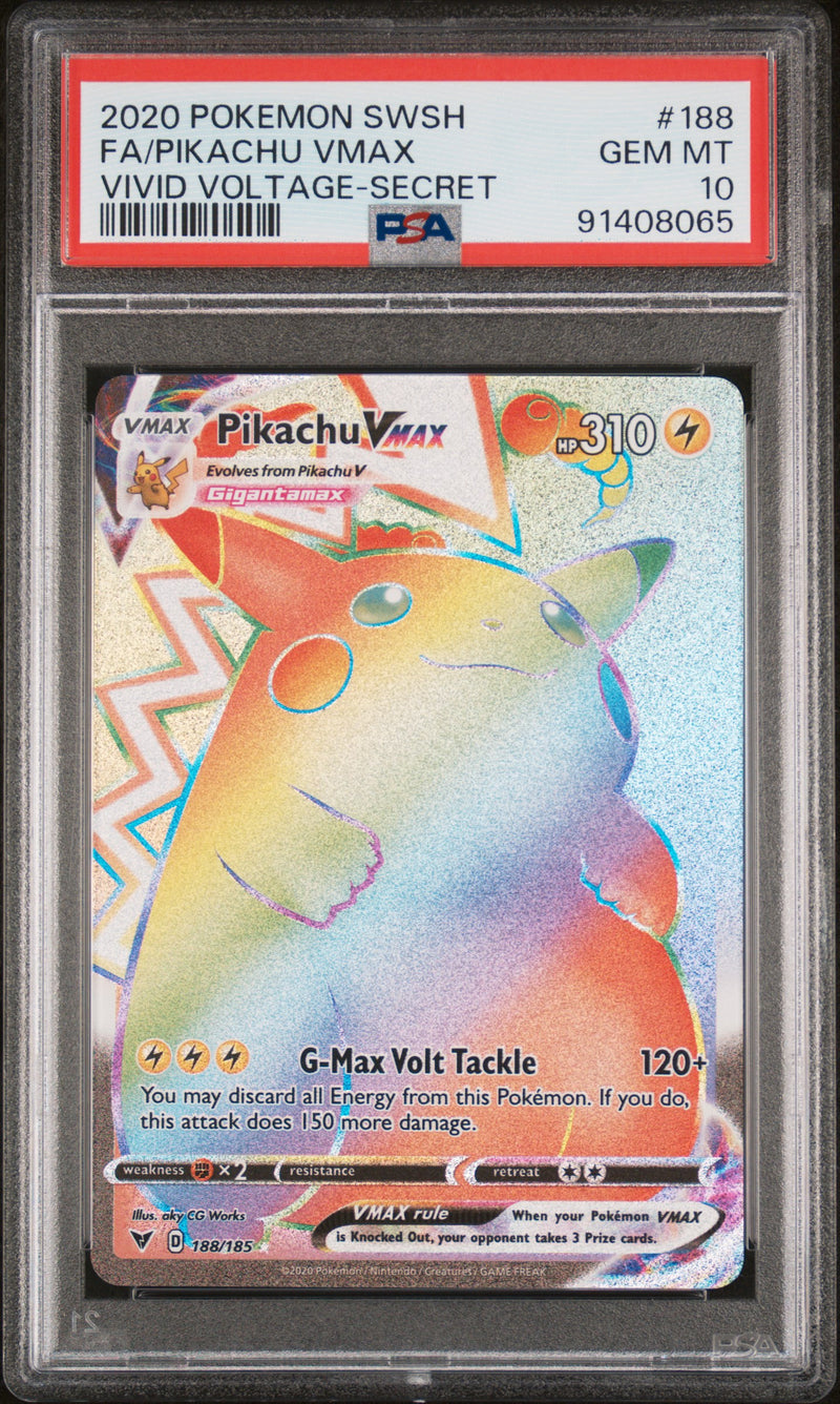 Load image into Gallery viewer, Pikachu VMAX #188/185 Rainbow Rare Vivid Voltage 2020 PSA 10
