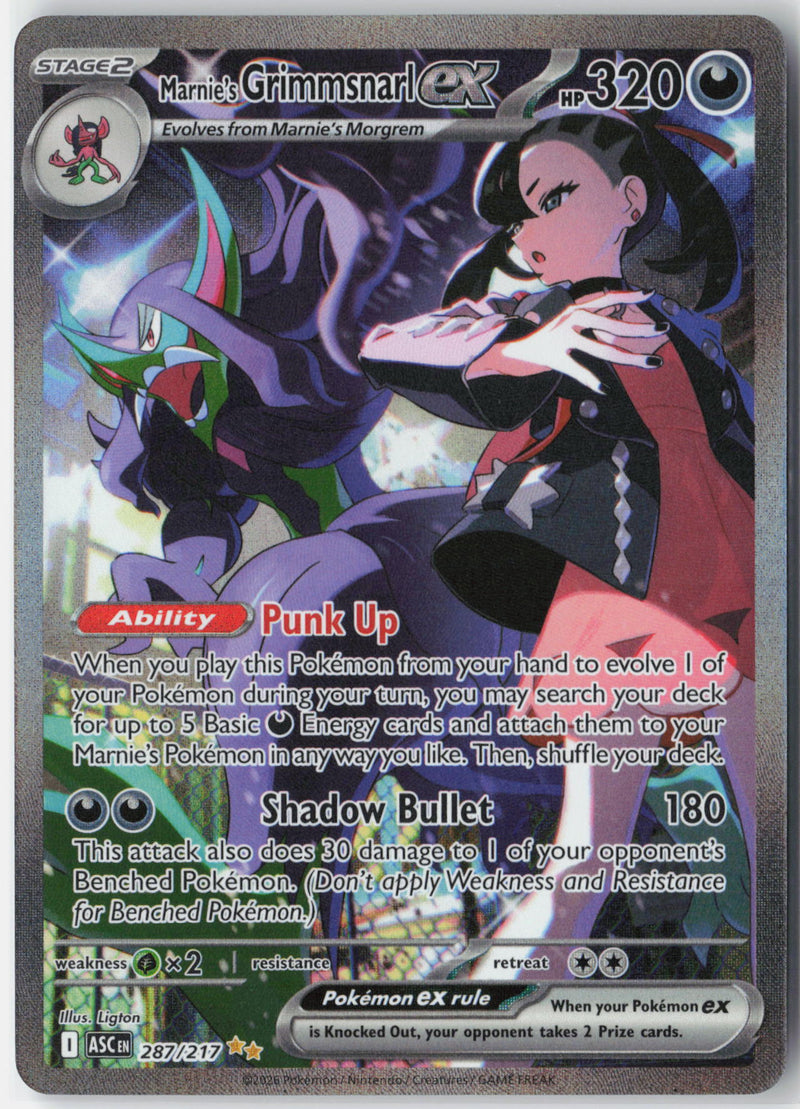 Load image into Gallery viewer, Marnie's Grimmsnarl ex #287/217 Special Illustration Rare Ascended Heroes 2026 NM
