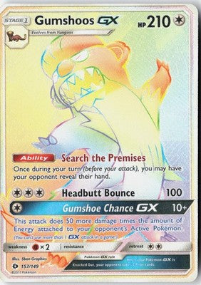 Gumshoos GX #157/149 Rainbow Rare Sun & Moon 2017 NM