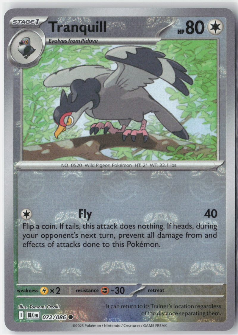 Load image into Gallery viewer, Tranquill #072/086 Master Ball Reverse Holo Black Bolt 2025 NM
