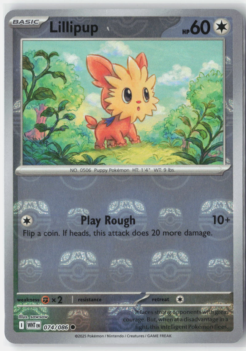 Load image into Gallery viewer, Lillipup #074/086 Master Ball Reverse Holo White Flare 2025 NM
