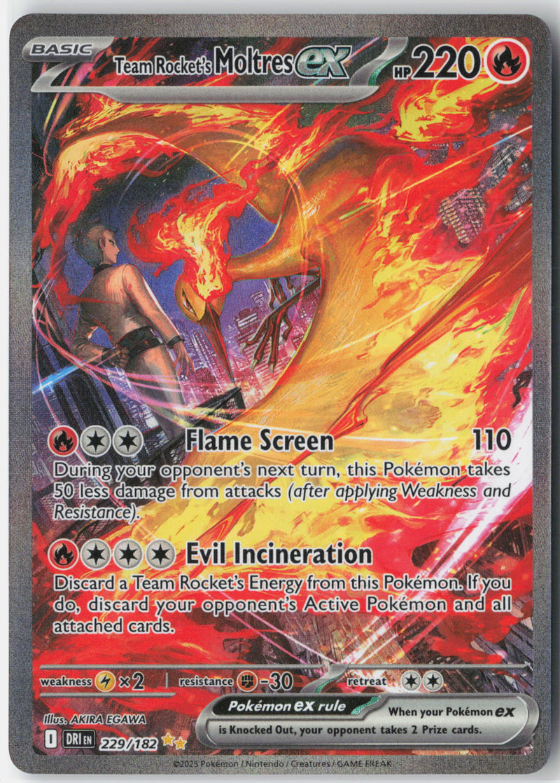Load image into Gallery viewer, Team Rocket's Moltres ex #229/182 Special Illustration Rare Destined Rivals 2025 NM
