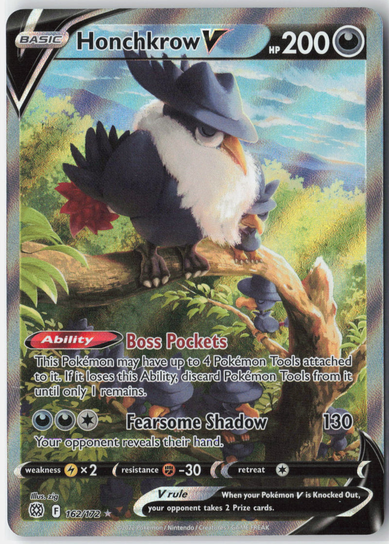Load image into Gallery viewer, Honchkrow V #162/172 Ultra Rare Brilliant Stars 2022 NM

