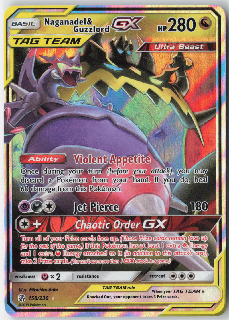 Load image into Gallery viewer, Naganadel &amp; Guzzlord GX #158/236 Ultra Rare Cosmic Eclipse 2019 NM
