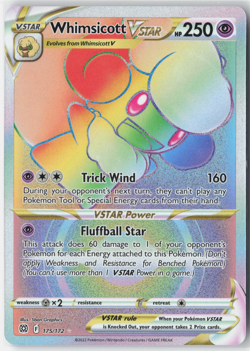 Load image into Gallery viewer, Whimsicott VSTAR #175/172 Rainbow Rare Brilliant Stars 2022 NM
