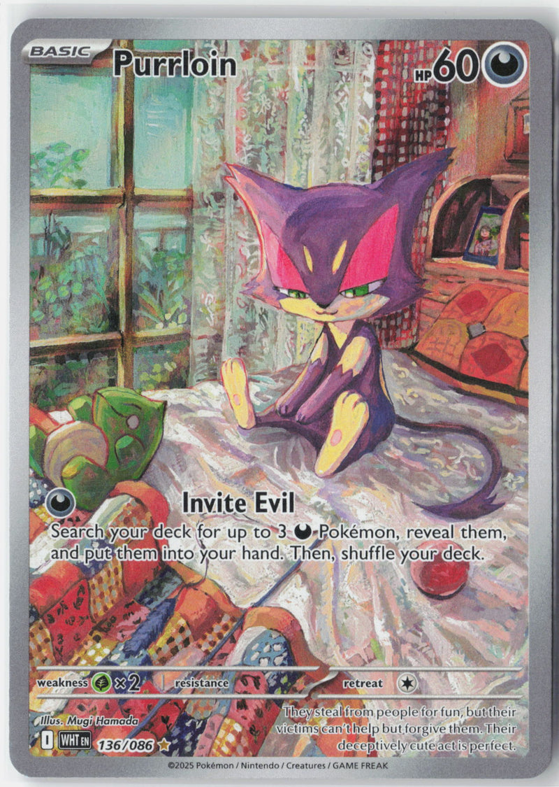 Load image into Gallery viewer, Purrloin #136/086 Illustration Rare White Flare 2025 NM
