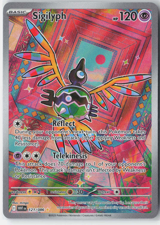 Sigilyph #121/086 Illustration Rare White Flare 2025 NM