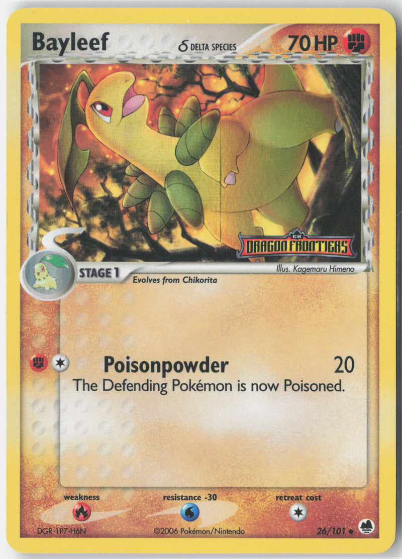 Load image into Gallery viewer, Bayleef #26/101 Reverse Holo EX Dragon Frontiers 2006 LP
