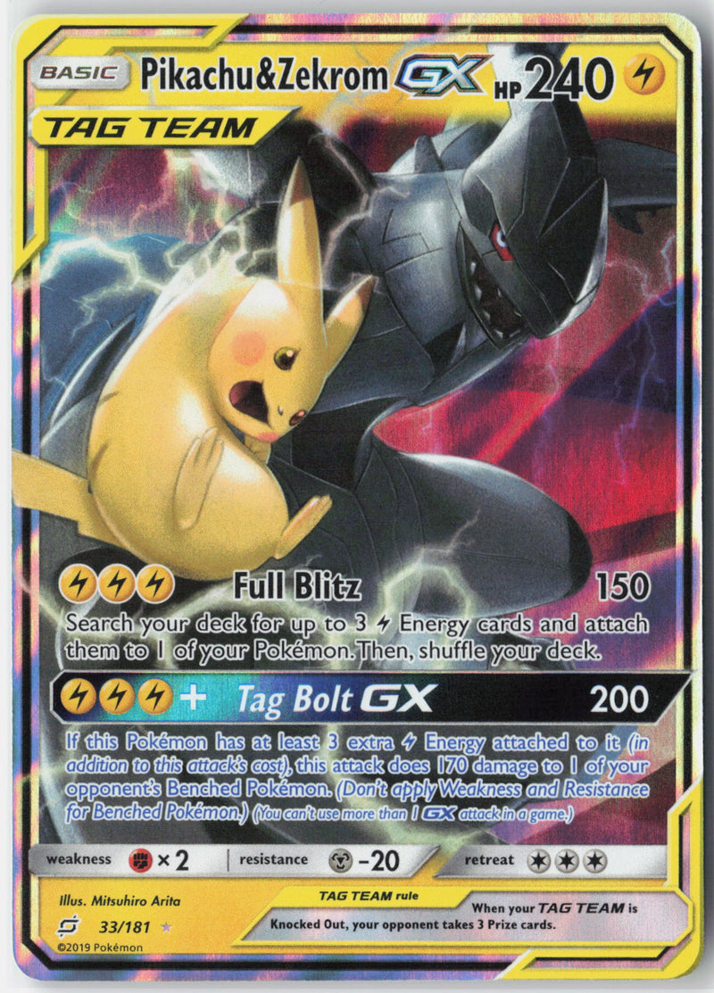 Load image into Gallery viewer, Pikachu &amp; Zekrom GX #33/181 Ultra Rare Team Up 2019 NM
