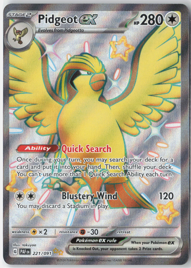 Load image into Gallery viewer, Pidgeot ex #221/091 Shiny Rare Paldean Fates 2024 NM
