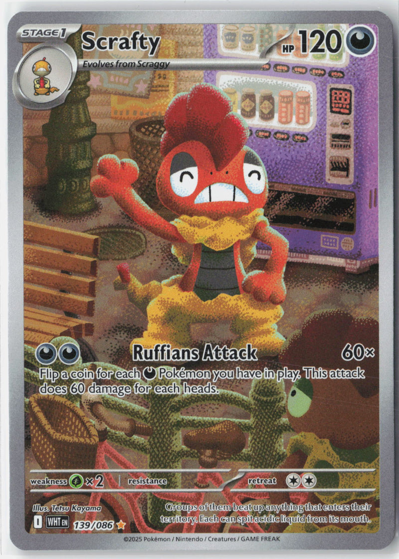 Load image into Gallery viewer, Scrafty #139/086 Illustration Rare White Flare 2025 NM
