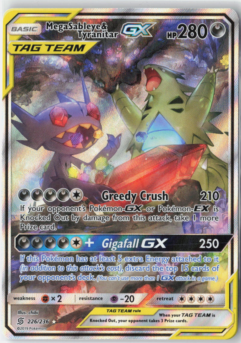 Load image into Gallery viewer, Mega Sableye &amp; Tyranitar GX #226/236 Ultra Rare Unified Minds 2019 NM
