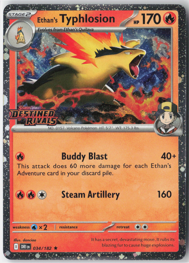 Load image into Gallery viewer, Ethan's Typhlosion #034/182 Cosmos Holo Prerelease Destined Rivals 2025 NM
