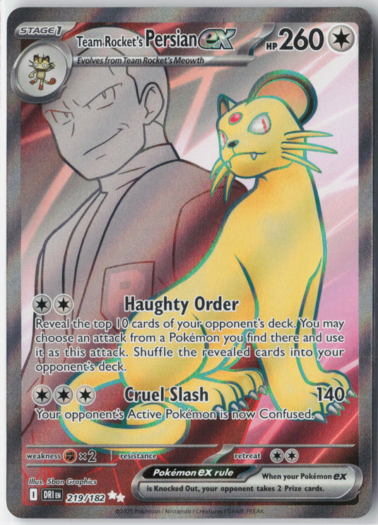 Team Rocket's Persian ex #219/182 Ultra Rare Destined Rivals 2025 NM