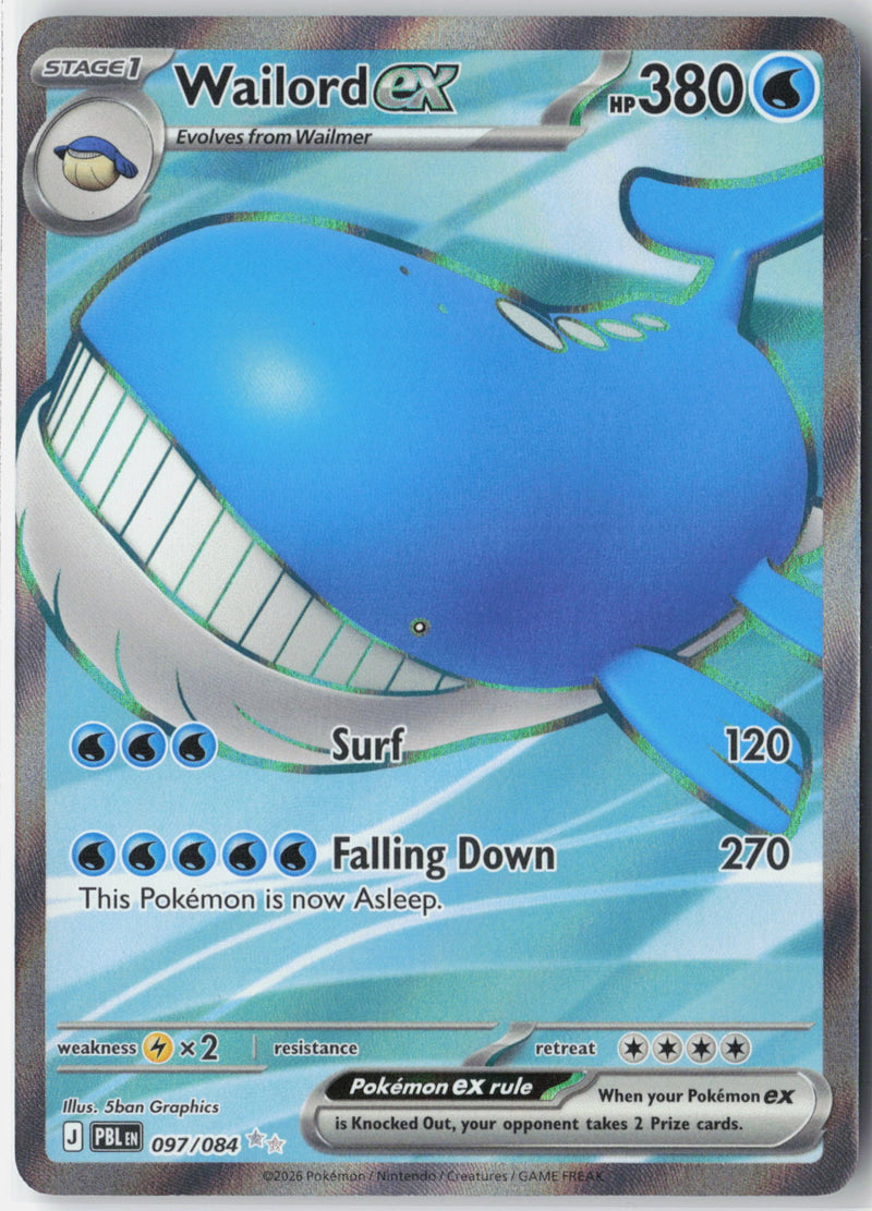 Load image into Gallery viewer, Wailord ex #097/084 Ultra Rare Pitch Black NM
