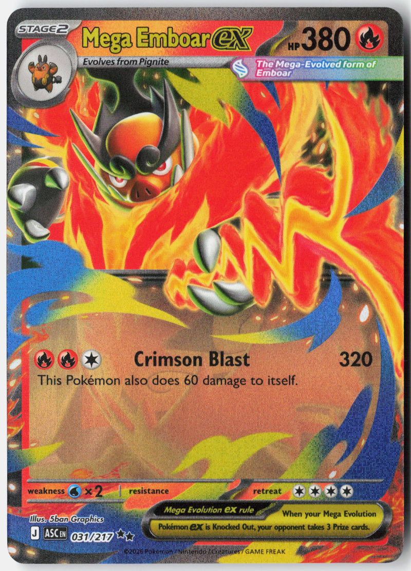 Load image into Gallery viewer, Mega Emboar ex #031/217 Ultra Rare Ascended Heroes 2026 NM
