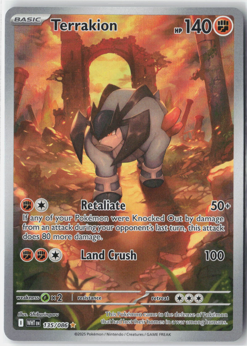 Load image into Gallery viewer, Terrakion #135/086 Illustration Rare White Flare 2025 NM
