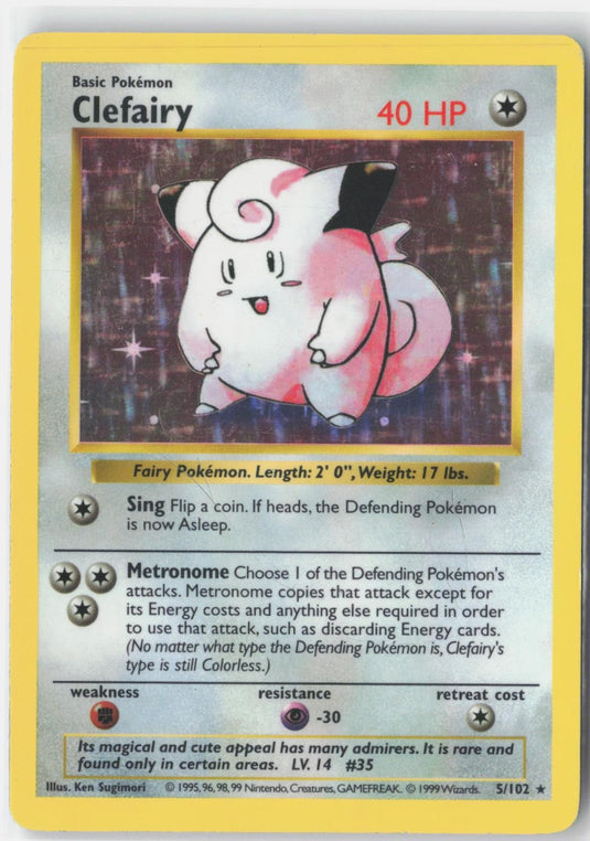 Clefairy #5/102 Base Set Shadowless 1999 MP