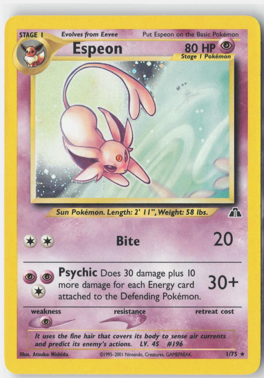 Espeon #1/75 Neo Discovery Unlimited 2001 HP