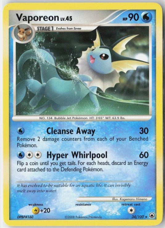 Vaporeon #34/100 Majestic Dawn 2008 LP