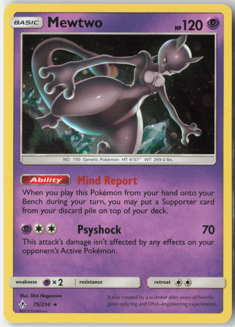 Load image into Gallery viewer, Mewtwo #75/214 Unbroken Bonds 2019 NM
