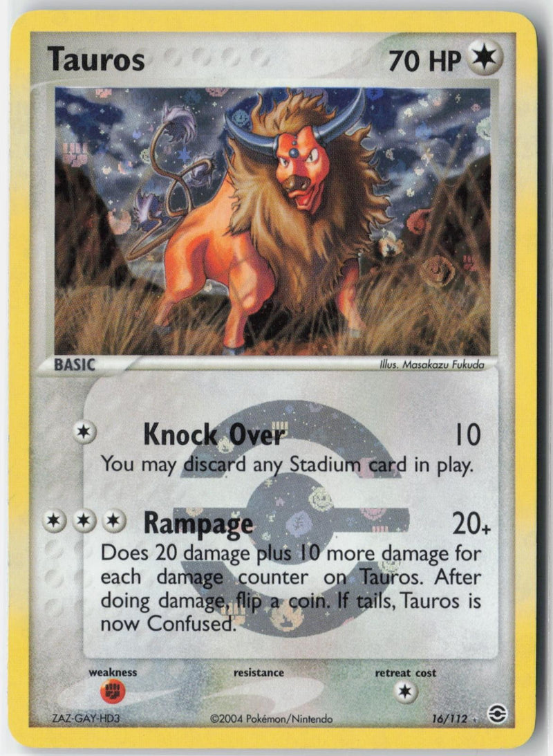 Load image into Gallery viewer, Tauros #16/112 EX Fire Red &amp; Leaf Green 2004 LP
