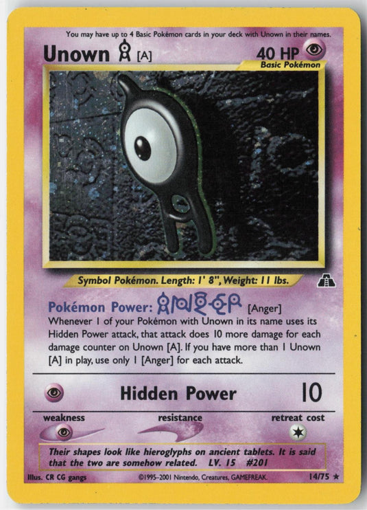 Unown A #14/75 Neo Discovery Unlimited 2001 MP