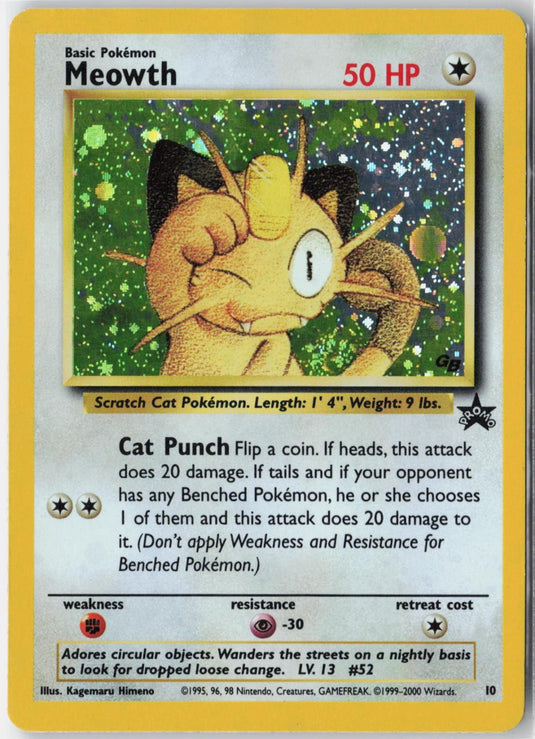 Meowth #10 WOTC Black Star Promo 2000 LP