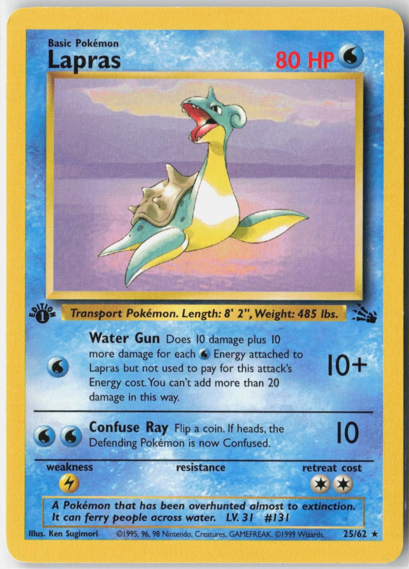 Load image into Gallery viewer, Lapras #25/62 Fossil 1st Edition 1999 MP
