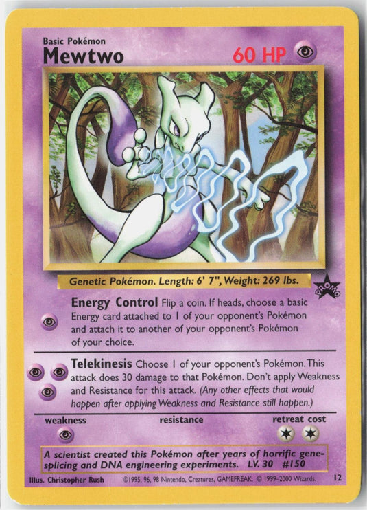 Mewtwo #12 WOTC Black Star Promo 2000 LP