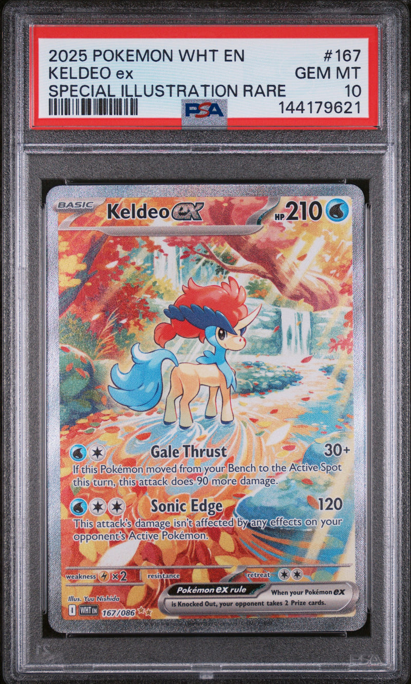 Load image into Gallery viewer, Keldeo ex #167/086 Special Illustration Rare White Flare 2025 PSA 10
