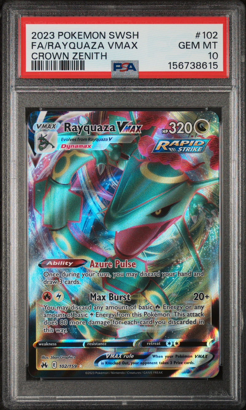 Load image into Gallery viewer, Rayquaza VMAX #102/159 Ultra Rare Crown Zenith 2023 PSA 10
