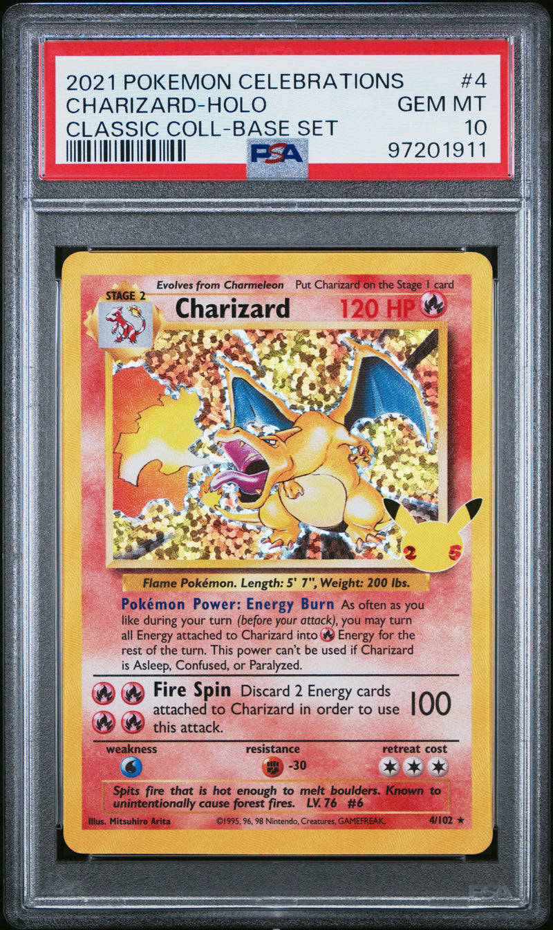Load image into Gallery viewer, Charizard #4/102 Metal Ultra Premium Collection Celebrations 2021 PSA 10
