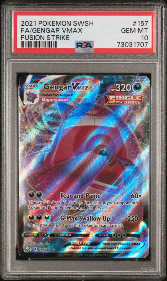 Gengar VMAX #157/264 Ultra Rare Fusion Strike 2021 PSA 10