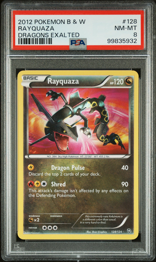 Rayquaza #128/124 Secret Rare Dragons Exalted 2012 PSA 8