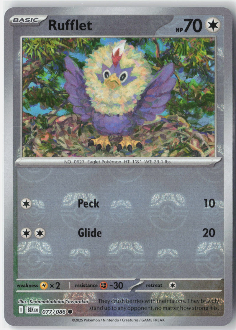 Load image into Gallery viewer, Rufflet #077/086 Master Ball Reverse Holo Black Bolt 2025 NM

