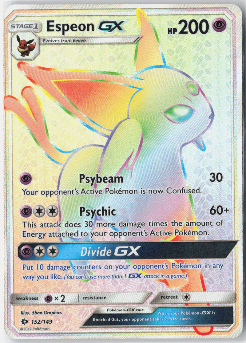 Load image into Gallery viewer, Espeon GX #152/149 Rainbow Rare Sun &amp; Moon 2017 NM
