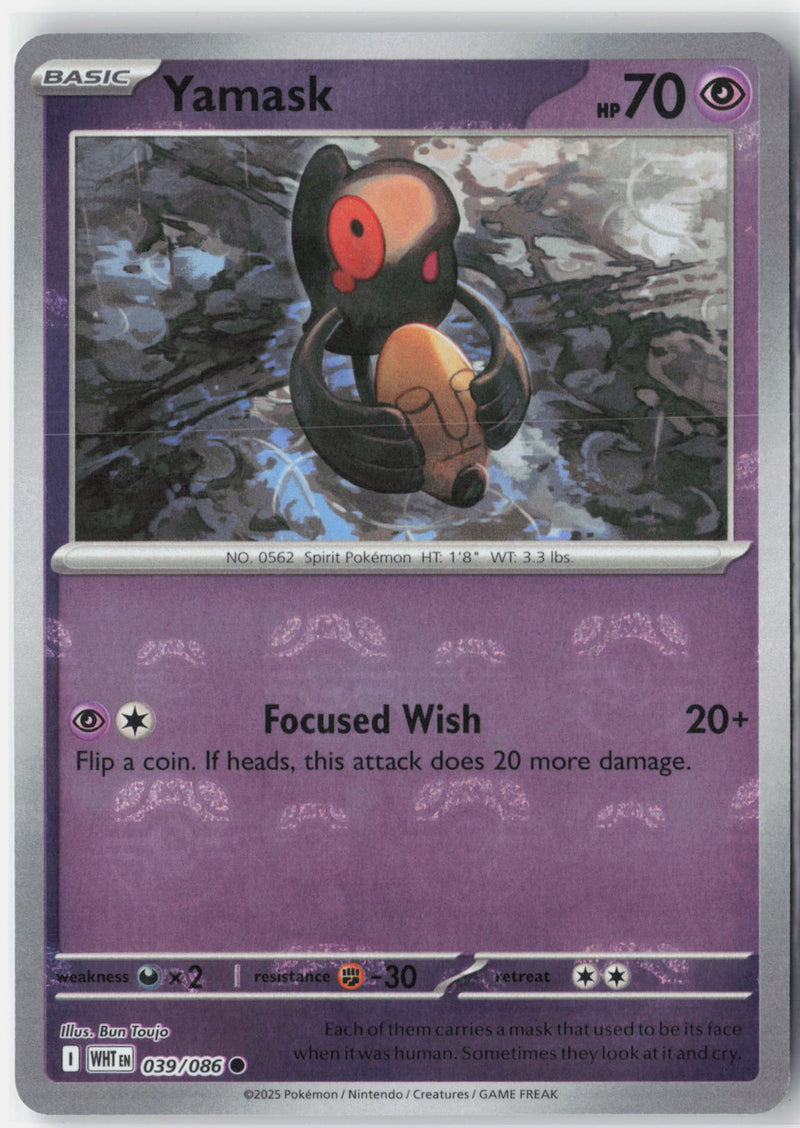Load image into Gallery viewer, Yamask #039/086 Master Ball Reverse Holo White Flare 2025 NM
