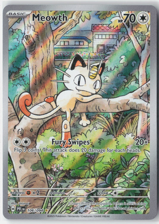 Meowth #106/094 Illustration Rare Phantasmal Flames 2025 NM