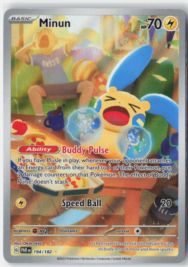 Load image into Gallery viewer, Minun #194/182 Illustration Rare Paradox Rift 2023 NM
