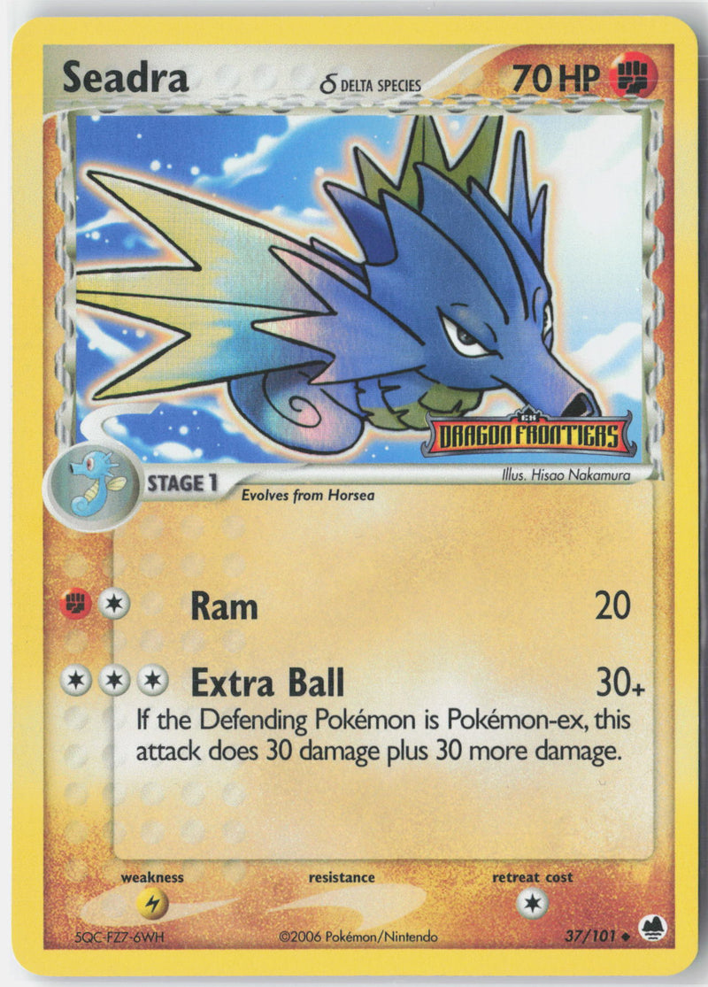 Load image into Gallery viewer, Seadra #37/101 Reverse Holo EX Dragon Frontiers 2006 LP

