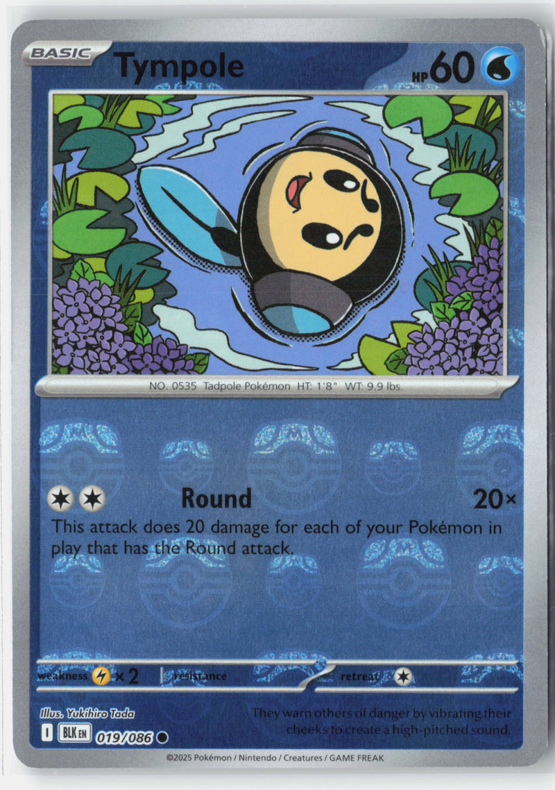 Load image into Gallery viewer, Tympole #019/086 Master Ball Reverse Holo Black Bolt 2025 NM
