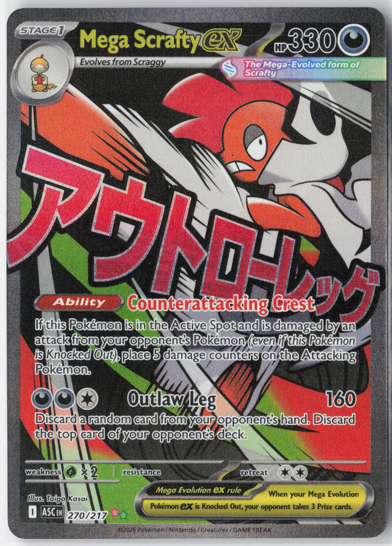 Load image into Gallery viewer, Mega Scrafty ex #270/217 Ultra Rare Ascended Heroes 2026 NM

