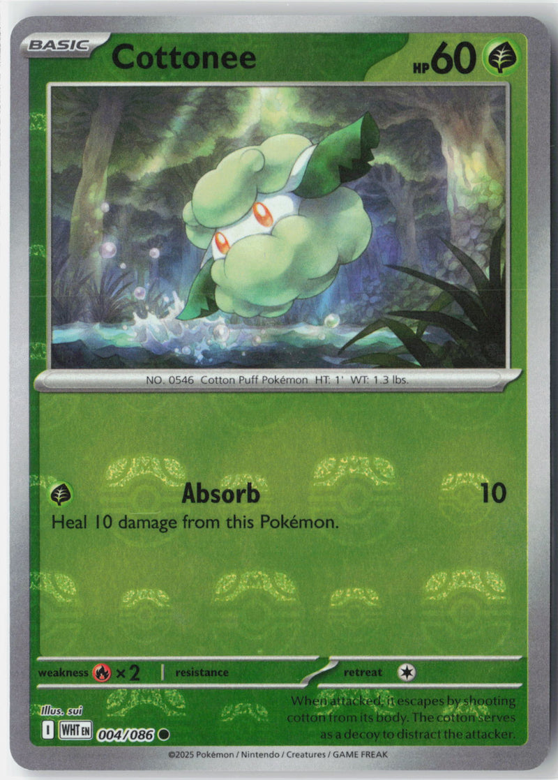 Load image into Gallery viewer, Cottonee #004/086 Master Ball Reverse Holo White Flare 2025 NM
