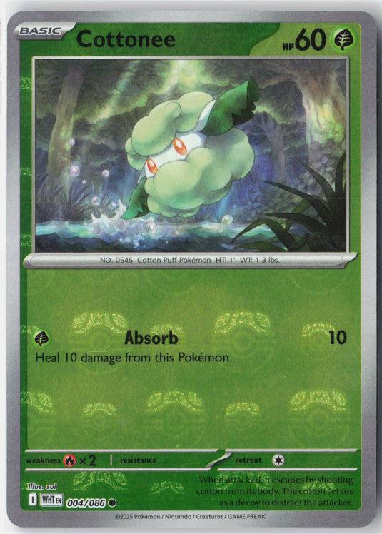 Cottonee #004/086 Master Ball Reverse Holo White Flare 2025 NM