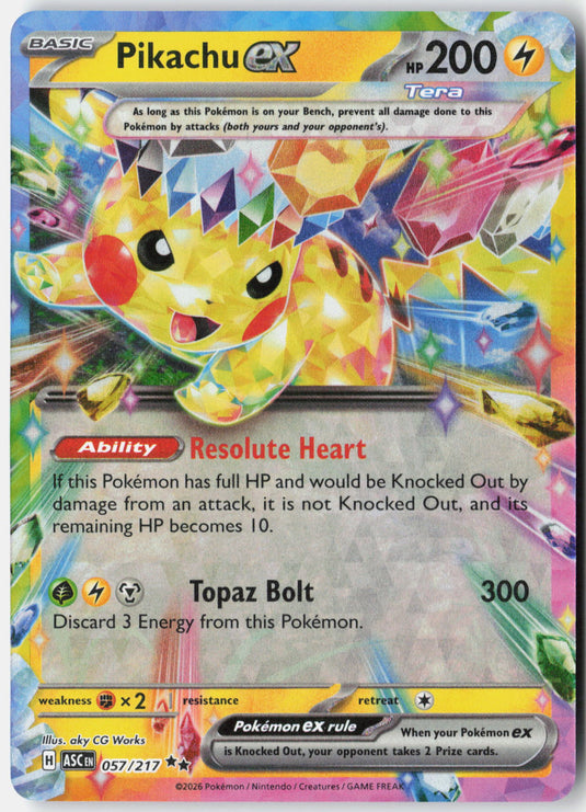 Pikachu ex #057/217 Ultra Rare Ascended Heroes 2026 NM