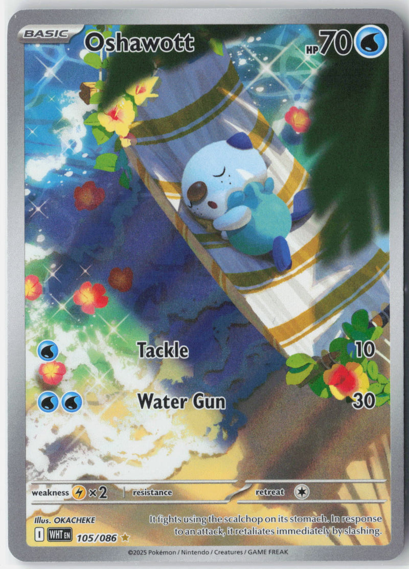 Load image into Gallery viewer, Oshawott #105/086 Illustration Rare White Flare 2025 NM
