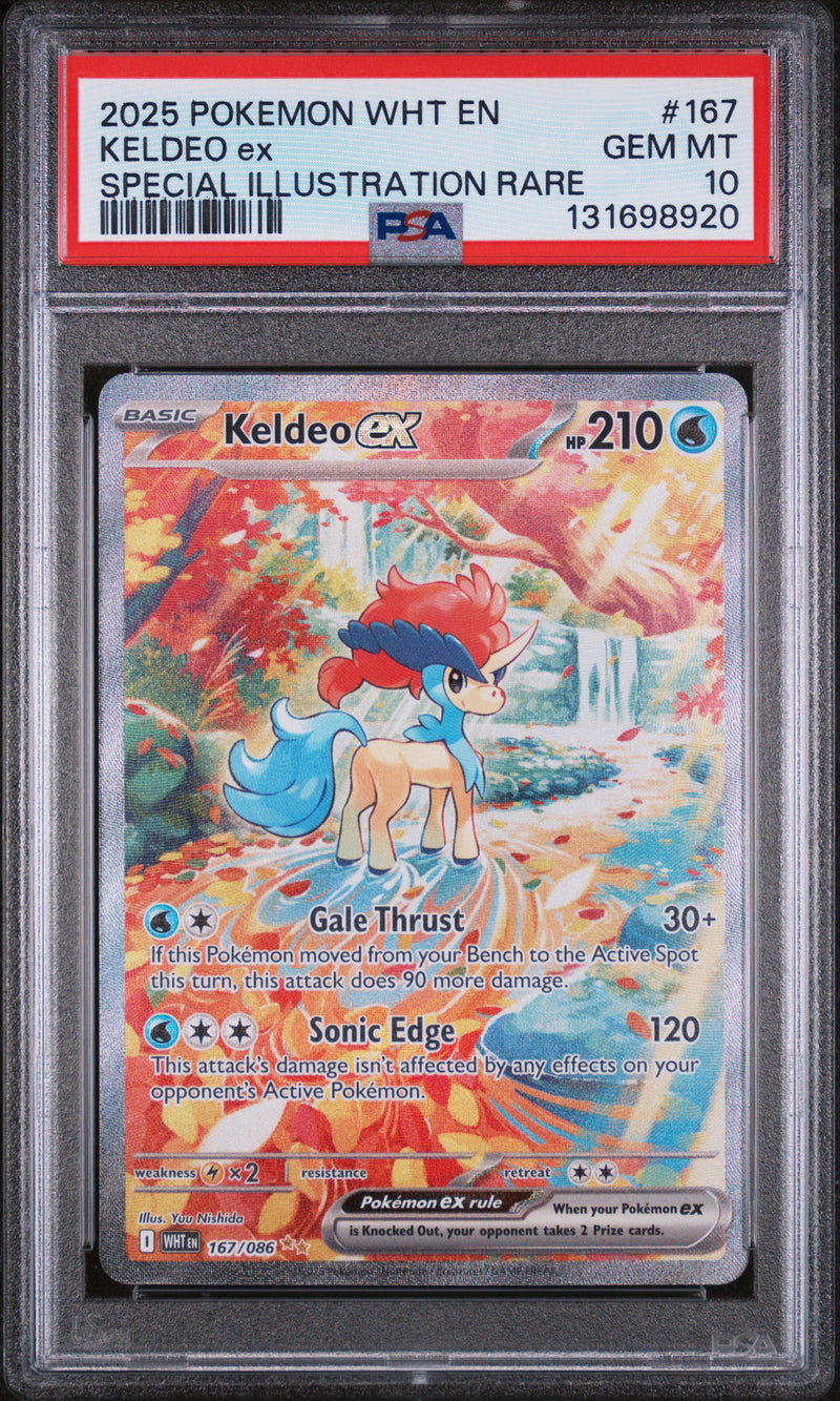 Load image into Gallery viewer, Keldeo ex #167/086 Special Illustration Rare White Flare 2025 PSA 10
