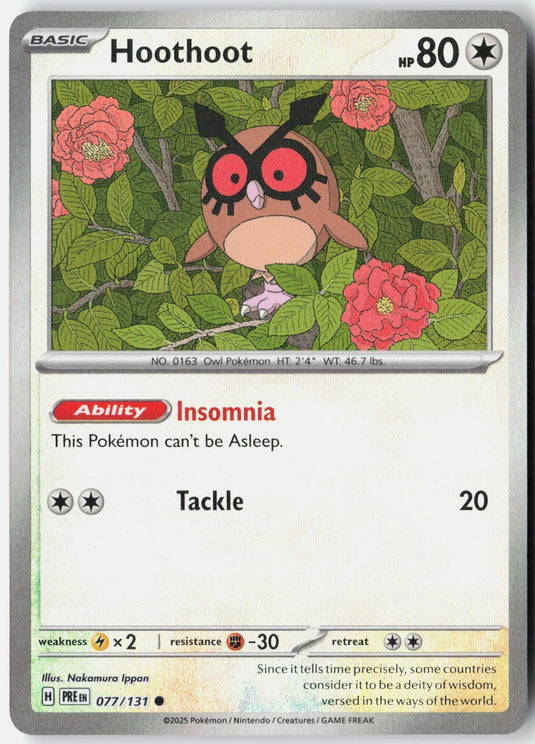 Hoothoot #077/131 Poke Ball Reverse Holo Prismatic Evolutions 2025 NM