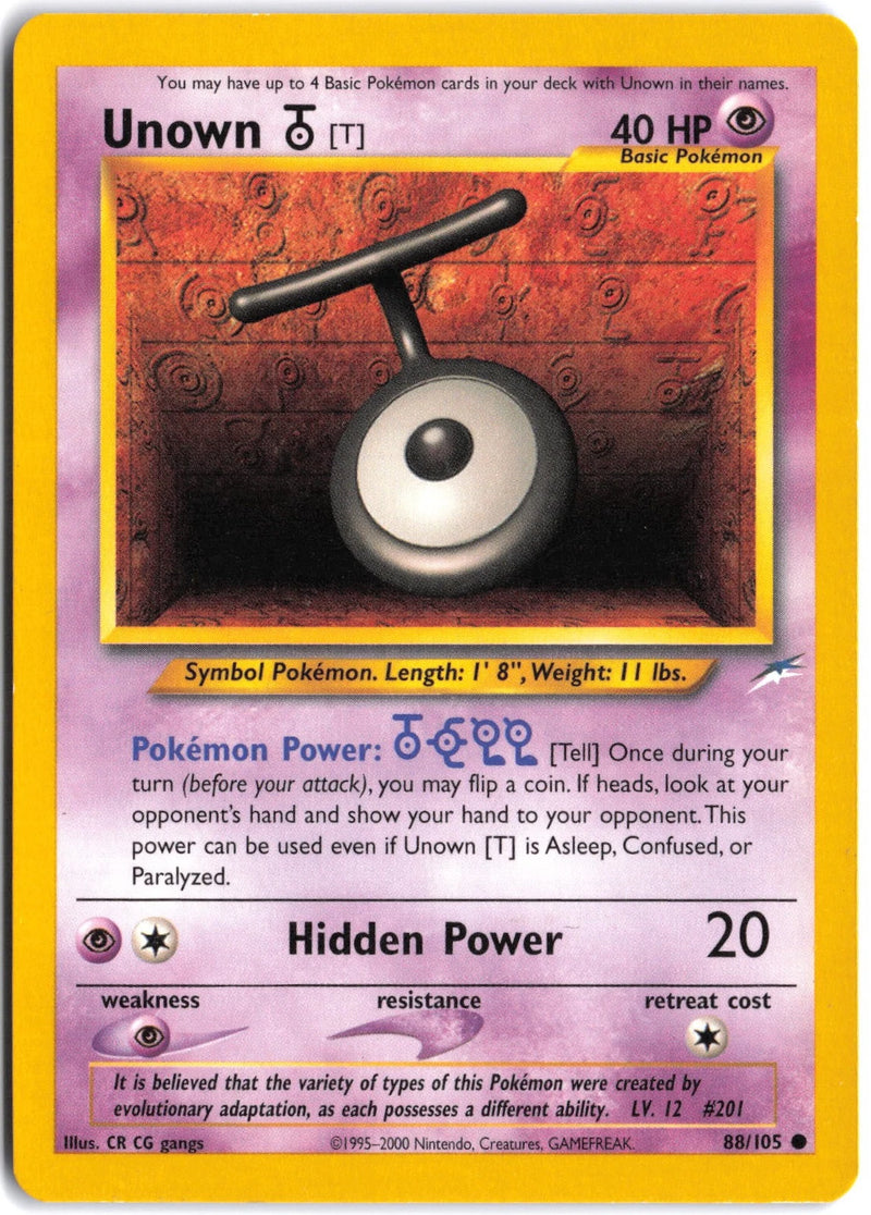 Load image into Gallery viewer, Unown T #88/105 Neo Destiny Unlimited 2002 NM
